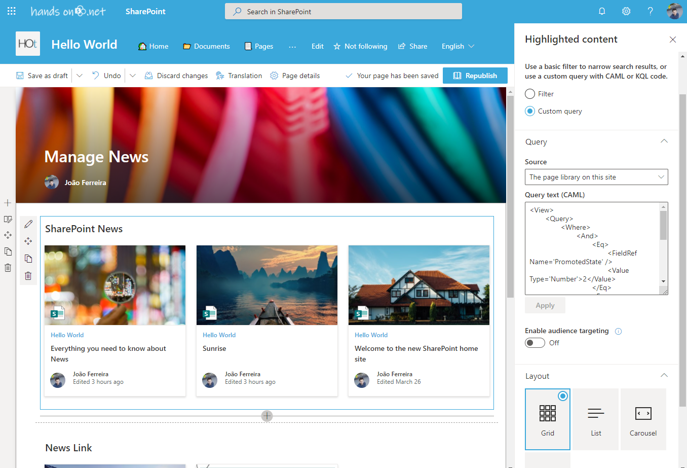 How to effectively manage SharePoint news Part 2 HANDS ON SharePoint